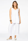 Singlet double v-neck LINEN - white - #2