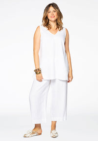 Singlet double v-neck LINEN - white - #2