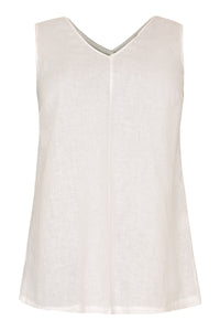 Singlet double v-neck LINEN - white - #4