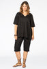 Blouse pleated v-neck LINEN - black  - #2