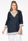 Tunic v-neck LINEN - blue