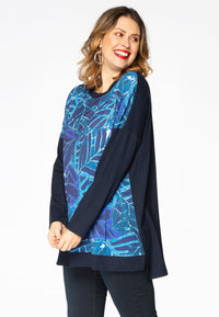 Shirt wide LEAVES - blue - #1