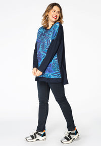 Shirt wide LEAVES - blue - #2