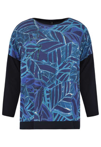 Shirt wide LEAVES - blue - #4