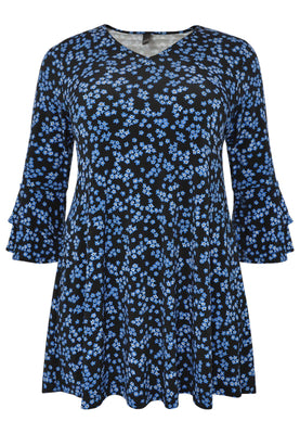 Tunic wide bottom MILLEFLEUR - blue - #4