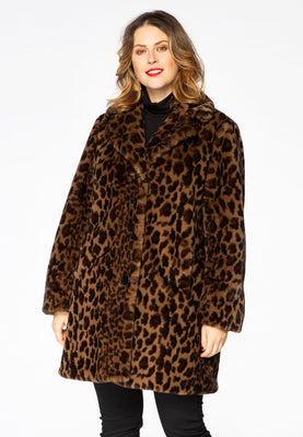 Coat fake fur BROWN LEOPARD - brown - #1