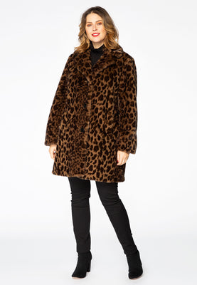 Coat fake fur BROWN LEOPARD - brown - #2