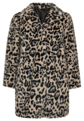 Coat fake fur LEOPARD - grey  - #4