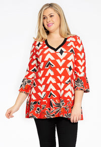 Shirt frilled MIX PRINT - red - #1