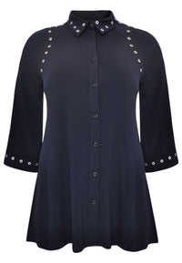 Blouse flare eyelets DOLCE - blue - #4