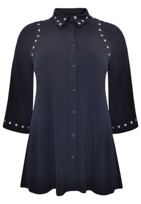 Blouse flare eyelets DOLCE - blue - #4