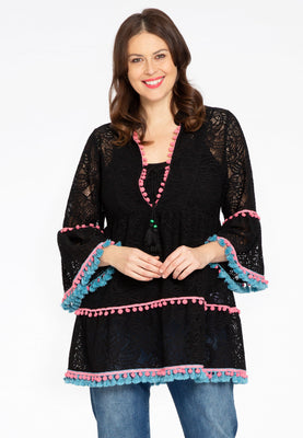 Tunic ruffled LACE - black  - #1