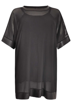 Tunic wide mousse / fake leather - black  - #4