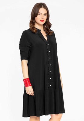 Dress frilled grandad collar DOLCE - black  - #1