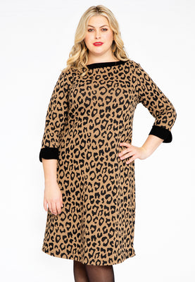 Dress jacquard LEOPARD - brown - #1