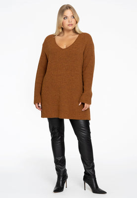 Pullover with rib - brown - #2