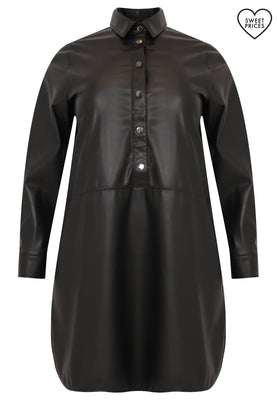 Blouse-dress FAUX LEATHER - black  - #3