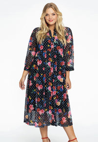 Dress buttoned FLOWERDOT - black - #1