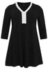 Tunic wide bottom V-neck BUBLÉ - black  - #4