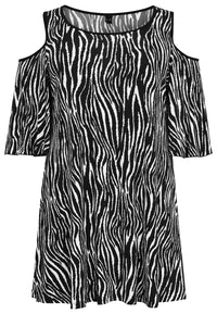 Tunic cold shoulder ZEBRA - black - #4