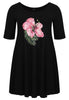 Tunic wide bottom FLOR - black  - #4