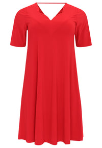 Dress A-line double v-neck DOLCE - red - #4