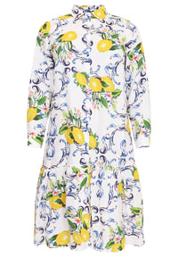 Dress ruffled bottom LEMON - white - #4
