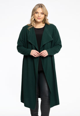 Cardigan drape neck cashmere - dark green - #1