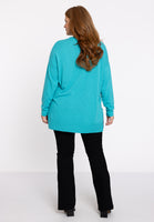 Pullover with slits Woolmix - turquoise - #3