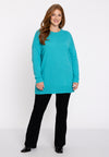 Pullover with slits Woolmix - turquoise