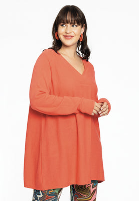 Pullover V-neck - orange  - #1