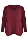 Pullover wide V-neck - red - #4