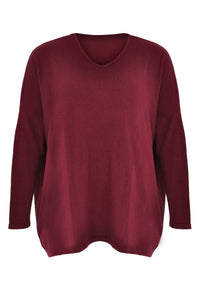 Pullover wide V-neck - red - #4