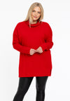 Pullover high neck rib - red