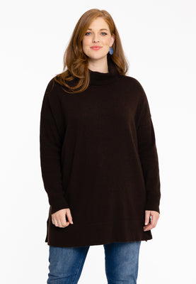 Pullover high neck rib - brown - #1