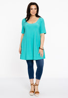 Tunic wide bottom deep neck DOLCE - turquoise - #2