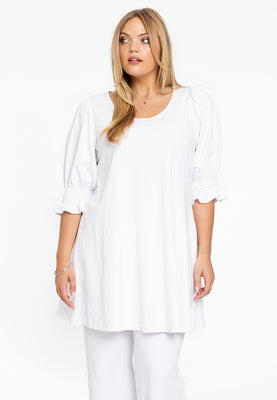 Tunic wide bottom cuff COTTON - white  - #1