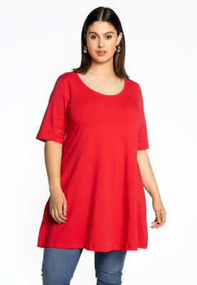 Tunic wide bottom COTTON - red  - #1