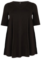 Tunic Swing short sleeve COTTON - black  - #4