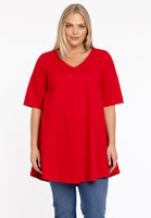 Tunic Swing short sleeve COTTON - red  - #1