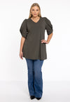 Tunic flare puff sleeve COTTON - light green