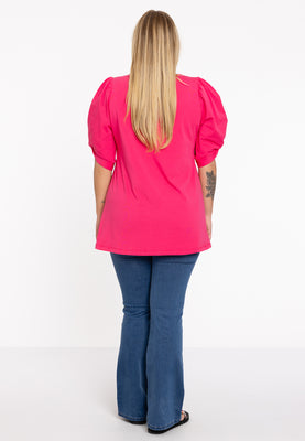 Tunic flare puff sleeve COTTON - pink - #3