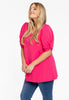 Tunic flare puff sleeve COTTON - pink