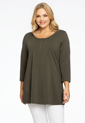 Tunic flare fit buttons COTTON - green  - #1