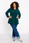 Tunic wide bottom V-neck Dolce - dark green