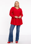 Tunic wide bottom V-neck Dolce - red