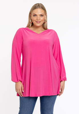 Tunic wide bottom V-neck Dolce - pink - #1