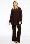 Tunic wide bottom V-neck Dolce - brown