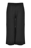 Cropped trousers waist cord LINEN - black - #4