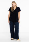 Jeans 5 pockets wide leg - dark indigo